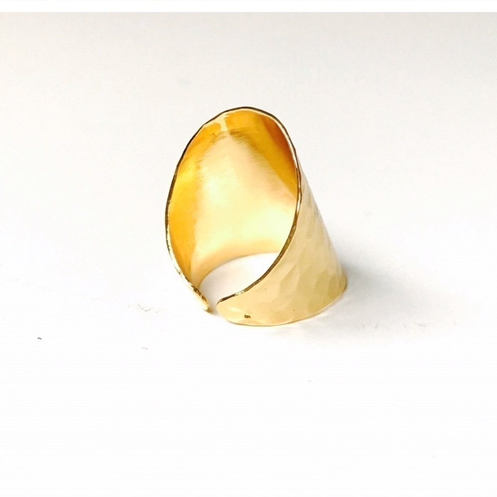 Hammered Gold Plated Statement Ring - image 4